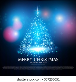 Shining Christmas tree. Vector illustration