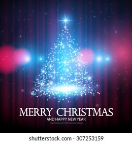 Shining Christmas tree. Vector illustration