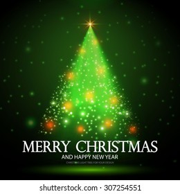 Shining Christmas tree. Vector illustration