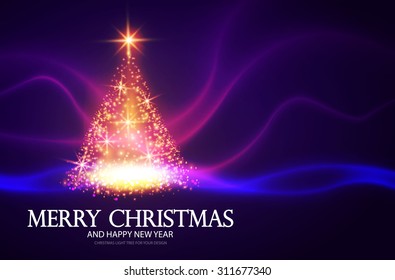 Shining Christmas tree. Vector illustration