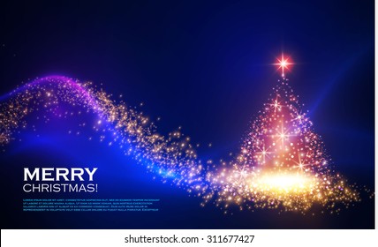 Shining Christmas Tree. Vector Illustration