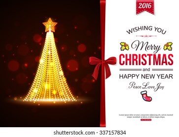 Shining Christmas Tree. Vector illustration.
