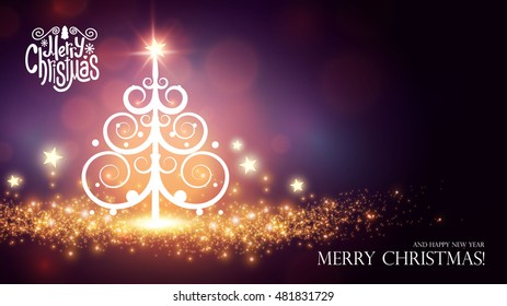 Shining Christmas tree. Vector illustration