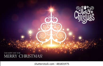 Shining Christmas tree. Vector illustration