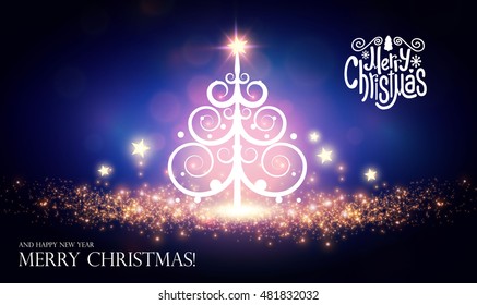 Shining Christmas tree. Vector illustration