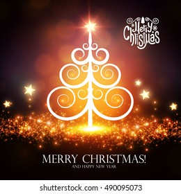 Shining Christmas tree. Vector illustration