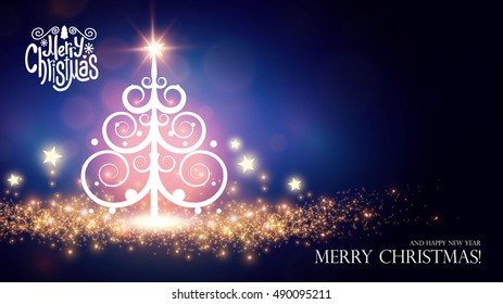 Shining Christmas tree. Vector illustration