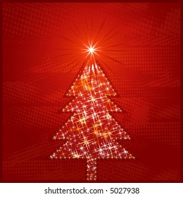shining christmas tree, vector illustration