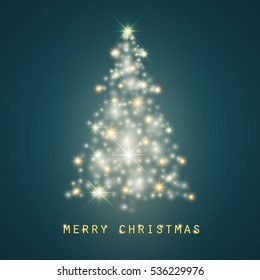 Shining Christmas tree. Vector illustration