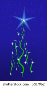 shining christmas tree, vector illustration