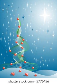 shining christmas tree, vector illustration