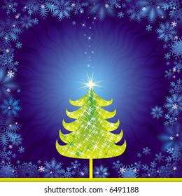 Shining  christmas tree, vector illustration