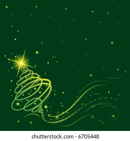 shining christmas tree, vector illustration