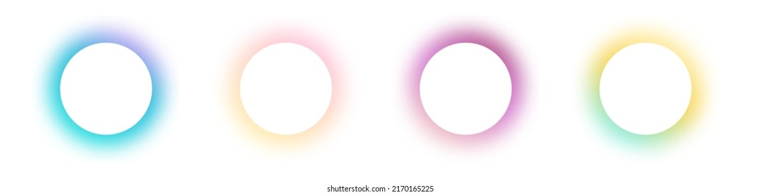 Shining circle frame and gradient isolated white background  Fluid vivid color gradients collection