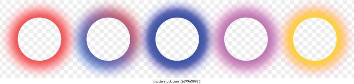 Marco brillante del círculo con el gradiente aislado en fondo transparente. Colección de Gradientes de color vívido fluido