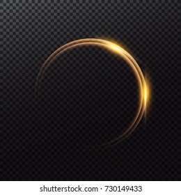 Shining circle frame with light effect.Isolated on transparent background.