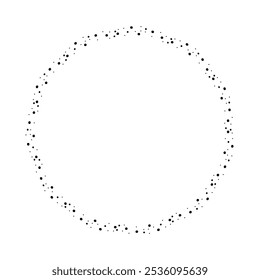 Shining circle frame with sparkles. Glow shape of festive glitter. White background.
