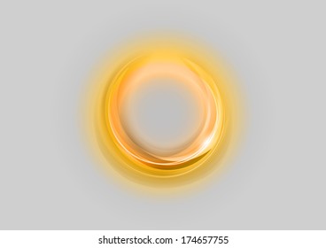 Shining circle on the gray background. Vector glowing shape.