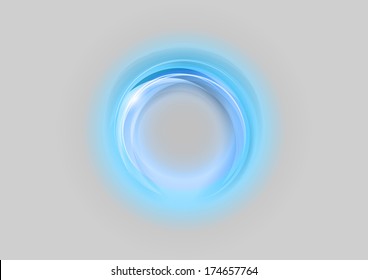 Shining circle on the gray background. Vector glowing shape.