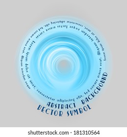 Shining circle on the gray background. Vector glowing shape.