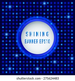 Shining circle retro banner on light abstract background. Vector illustration