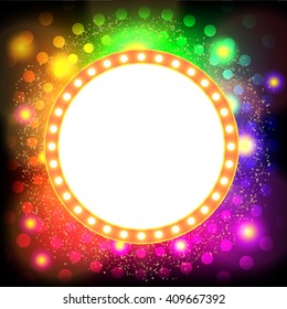 Shining circle retro banner on abstract background. Vector illustration