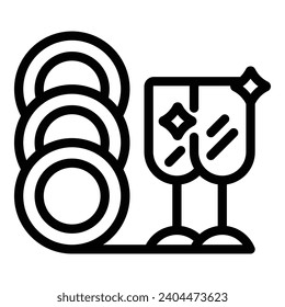 Shining clean dishware icon outline vector. Dishwasher detergent soap. Dishwashing machine device