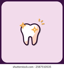 Shining Clean Tooth Icon: Dental Hygiene Illustration