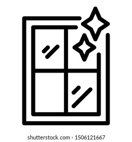 Shining clean window icon. Outline shining clean window vector icon for web design isolated on white background