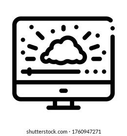 shining cloud computer work icon vector. shining cloud computer work sign. isolated contour symbol illustration