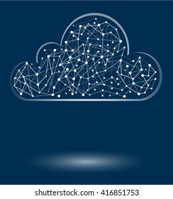 Shining cloud computing concept on a blue background. Next can be added, vector illustration