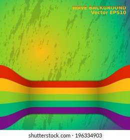 Shining colored background with color stripes and grunge effect. Vector illustration.