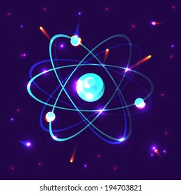 Shining Colorful Atom Vector Model Illustration Stock Vector (Royalty ...