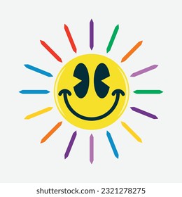 Shining and colorful smiling face emoji vector illustration design editable and resizable 
