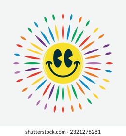 Shining and colorful smiling face emoji vector illustration design editable and resizable 
