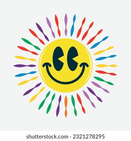 Shining and colorful smiling face emoji vector illustration design editable and resizable 
