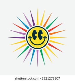 Shining and colorful smiling face emoji vector illustration design editable and resizable 
