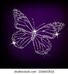 Shining crystal butterfly. Vector illustration