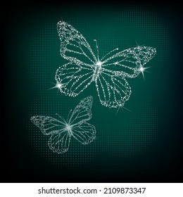 Mariposa brillante de cristal. Ilustración del vector