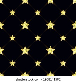 Shining crystal stars background. 3D vector illustration. Space and night background. Seamless pattern.