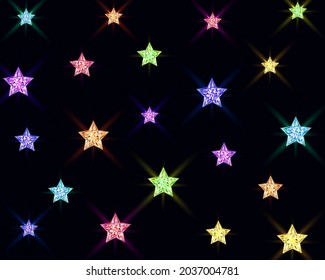 Shining crystal stars background. Vector illustration.