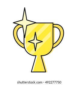 Shining cup vector illustration in flat style.  Goblet picture for winner, success, victory, reward conceptual banners, web, app, icons, infographics, logotype design. Isolated on white background.  