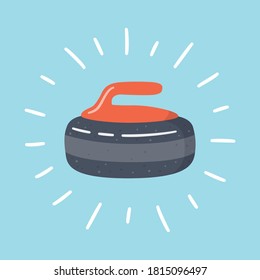 Shining curling stone. Curling sports game equipment. Vector illustration