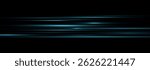 Shining Cyan Neon Lines with Light Blue Glow. Abstract Motion Streaks, Sunshine Beam, Starburst Effect and Isolated Light Flare on Transparent Background for Modern Futuristic Design