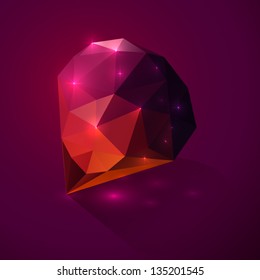 Shining dark pink vector crystal on vinous background