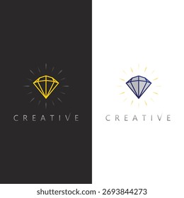 glänzender Diamant Kristall Vektor Logo Design für Luxus Schmuck und Edelstein Marke