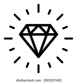 Shining Diamond Flat Icon Isolated On White Background