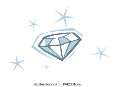 Shining diamond. Game of light. Graphic drawing of jewelry. Vector image for illustrations.