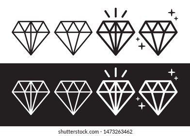Shining Diamond Icon . Geometric Gem stone vector symbol. 
