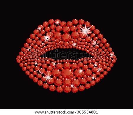 Shining diamond luxury red lips, jewel, crystal, fashion, glamor